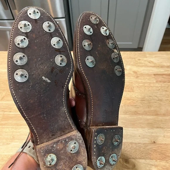 Vintage FOOTJOY Classics Men's Brown Calf Skin Leather GOLF Shoes 12 C 70300 - Picture 4 of 7